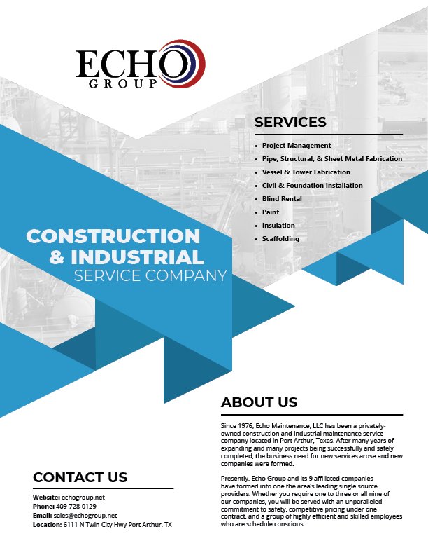 Corporate Flyer One Pager Echo Group Stryker Stinnette Graphic Design InDesign