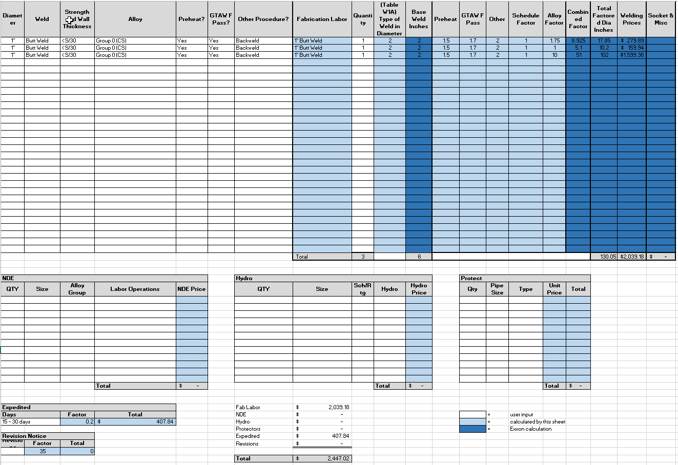 Excel Spreadsheet Automated Estimating with Formulas